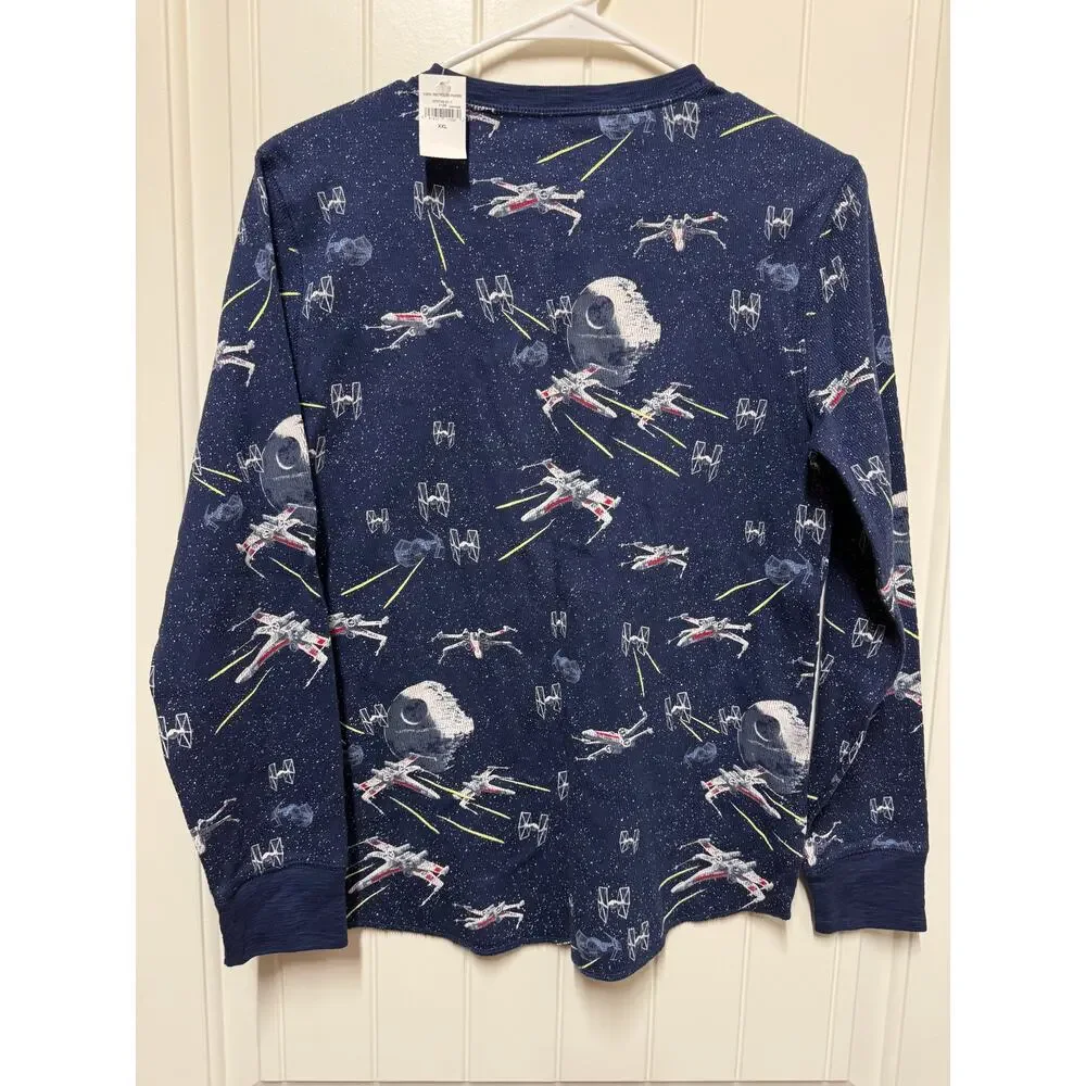 Gap Star Wars Youth XXL Thermal Henley Navy blue NWT
